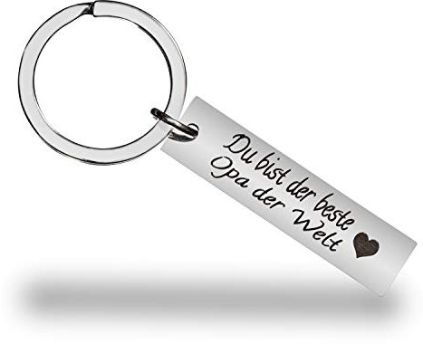 Schlüsselanhänger mit Gravur aus Edelstahl | Du bist der Beste Opa der Welt | Geschenk Großvater Anhänger für Geburtstag Geschenk-Idee Hab dich lieb Aufmerksamkeit Verwandte Verwandtschaft