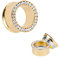Taffstyle Flesh Tunnel Ohr Piercing Ear Plug Ohrpiercing Titan Schraub Schraubverschluss Gold Farben Kristall Clear 5mm