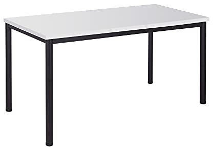 Schreibtisch u. Besprechungstisch mit schwarzem Tischgestell | Konferenztisch Bürotisch Computertisch Mehrzwecktisch Arbeitstisch PC-Tisch Homeoffice-Tisch (weiß, 80 x 80 x 77,5 cm)