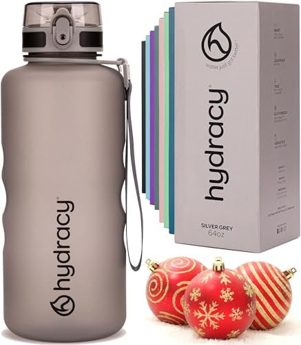 Hydracy Gourde d'Eau 2L sans BPA, Bouteille avec Marqueur de Temps, Infuseur et Verrouillage Sécurisé - Housse en Néoprène, Étanche, Anti-Fuite, Réutilisable, Légère - Idéal pour Sport, École, Travail