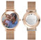 VEELU Personalisierte Foto Armbanduhr für Damen mit Gravur Text Uhr Metallarmband in Silber/Rosegold Geburtstagsgeschenk für Mutter Freundin Familie