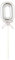 PARTY DISCOUNT NEU Kuchen/Cake-Topper Mini Ziffer am Stab, 9 cm, Zahl 0, Silber, Stab ca. 15cm