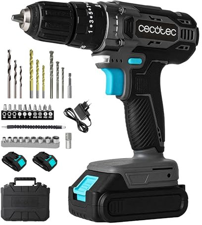 Cecotec Trapano Percussione e Avvitatore PowerForce 2120 Impact. 1500rpm, 2 Batterie di 21V e 2.000mAh, Coppia di Serraggio di 45Nm Regolabile in 25+1 livelli, 27000 Impatti/min, Valigetta e Accessori