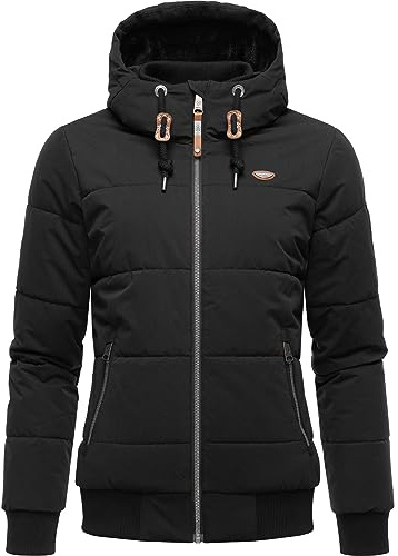 Ragwear Damen Winter-Steppjacke Nuggys Solid wasserdicht & vegan | Länge: hüftlang | Wärmegrad 3 von 3 – warm | 8.000 mm Wassersäule | Kapuze mit Fleecefutter