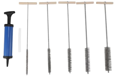Pipe Cleaning Brush Set,Stainless Steel Drill Hole Brush, 8mm 12mm 16mm 20mm 25mm with Blower Drill Hole Cleaning Brush for Tube Cleaning