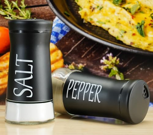 Pack of 2 Salt and Pepper Shaker Salt and Pepper Pots Salt and Pepper Set Salt Shaker Salt Pot Kitchen Accessories (Black, Without Holder)