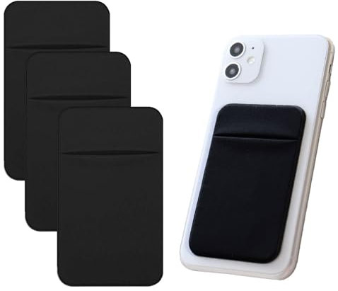 Paquete de 3 Soportes para Tarjetas para Teléfono Móvil con Adhesivo para la Parte Posterior del Teléfono, Fundas para Tarjetas de Tela Elástica para Teléfonos iPhone Samsung Xiaomi Honor Android