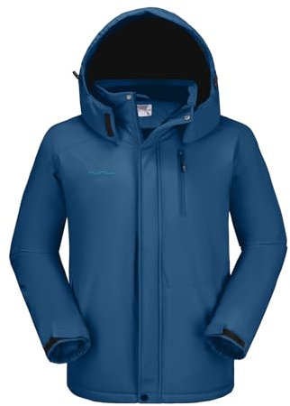OutPro Herren Skijacke Vielseitige Winterjacke Warme Fleecejacke - Wasserdicht, winddicht, Perfekt für Outdoor-Aktivitäten und Winterwanderungen Blau,XL