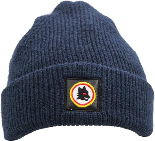 IMMA AS Roma Wolf Patch Knitted Skipper Beanie - Navy