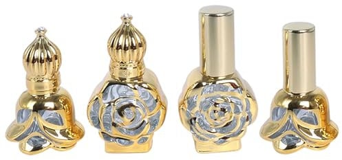 CHSEEO 2PCS Spray+ 2PCS Roller Empty Perfume Bottle, 10ml/0.35oz Essential Oil Roller Bottle, Flower Design Refill Bottles - For Home Business Trip
