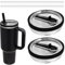 Stanley Cup Lid, 2Pcs Stanley Replacement Lid, Leakproof Lids with Straw for 40oz Replacement, Reusable Spill Proof Water Bottle Tumbler Lids for Stanley Cup Accessories (Black, 40oz)