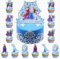 Cake Topper & Frozen Cake Toppers Set - Ice and Snow Themed Cake Decoration for Kids, Includes 1 Large and 12 Small Cake Decks, Perfect for Girls Party Supplies.