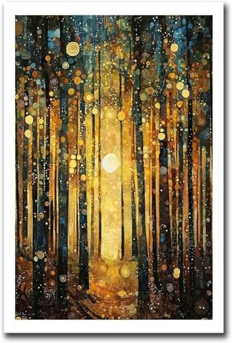 DDSEW GREWT Gustav Klimt Poster Sonne Wald Bäume Leinwand Malerei Vintage-abstrakte Wandkunst Gustav Klimt Drucke für moderne Wohnkultur Bild 50x70 cm ohne Rahmen