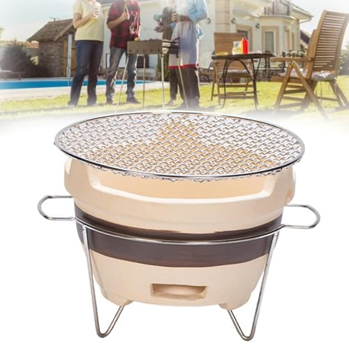 Tragbarer japanischer Holzkohlegrill aus Ton, belüfteter Keramik-Grill, Mini-Outdoor-Holzkohlegrill für Camping, Heckklappe und Picknicks