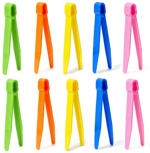 BDEPSTR Enfants Couleur Pince à épiler,10 Pièces Pince Plastique,Pinces à épiler en Plastique,Tri Comptage Bricolage Artisanat,pour Capacité Motrice et Sensorielle