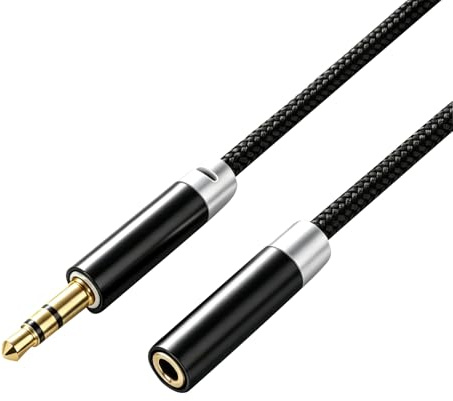 CQZYSM Rallonge audio 2M rallonge jack 3.5 avec cable jack tressé en nylon - rallonge jack 3.5 male femelle pour cable audio, rallonge prise jack, rallonge casque audio et rallonge mini jack