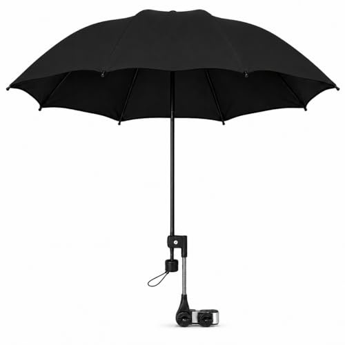 Genérico Parasol Universal para Silla con Pinza Ajustable, Sombrilla Plegable con Protección UV e Impermeable para Silla de Ruedas, Cochecito y Carrito de Golf