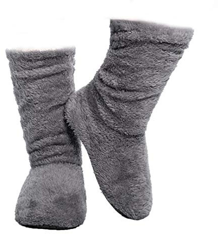 FRALOSHA Herbst und Winter Damen Korallen Samt Schön Modisch Innen Hausschuhe Bodenschuhe Warm bleiben Bequem Weich Ruhig Stiefel (25CM, Grau)