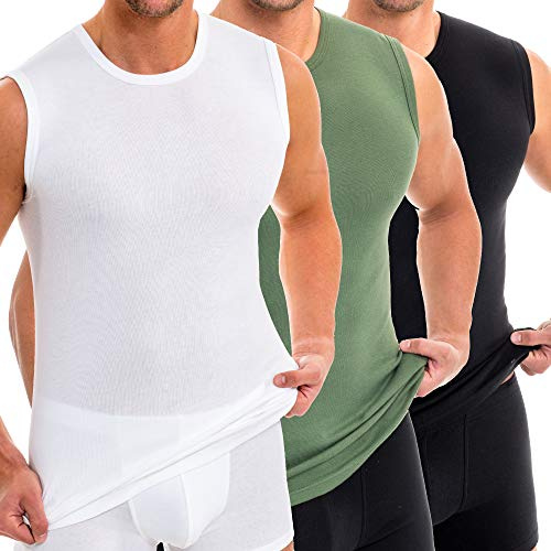 HERMKO 3040 3er Pack Herren Tank Top Unterhemd mit Rundhals-Ausschnitt aus 100% Bio-Baumwolle