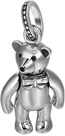 ForFox Vintage 925 Sterling Silber Teddybär Anhänger Beweglicher Teddy Bär Anhänger für Herren Damen 30mm