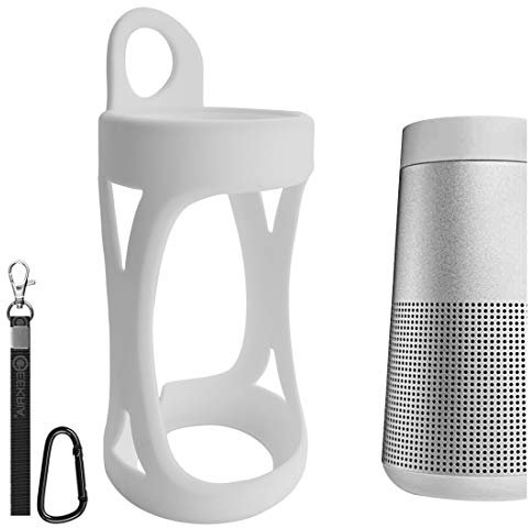 Geekria Silicone Speaker Case Cover, Compatible with Bose SoundLink Revolve, Replacement Bluetooth Speakers Travel Carrying Case with Keychain Hook