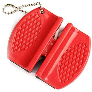 Knife Sharpener Butterfly Type Whetstone Sharpener Mini Ceramic Rod Knife Sharpener Two Stage Tungsten Portable 2Pcs Red