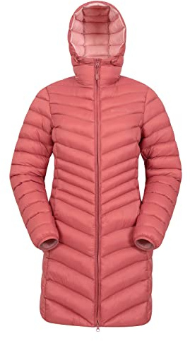 Mountain Warehouse Florence Womens Long Padded Jacket - Lightweight, Water Resistant Puffer Rain Coat, Warm -30C Heat Rating - Autumn, Winter, Outdoor Rust Women's Size 16