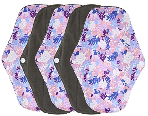 5 Stück Slipeinlagen Waschbare Menstruationspads für Frauen Atmungsaktives Bambuskohletuch Auslaufsicheres Langes Saugfähiges Resuable Damenbinden für Starken Fluss über Nacht nach der Geburt(M21)