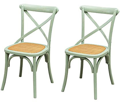 Biscottini Pack de 2 Sillas de Comedor Ratan 86x42x46 cm - Sillas Comedor Madera - Sillas Cocina Vintage - Muebles Rusticos