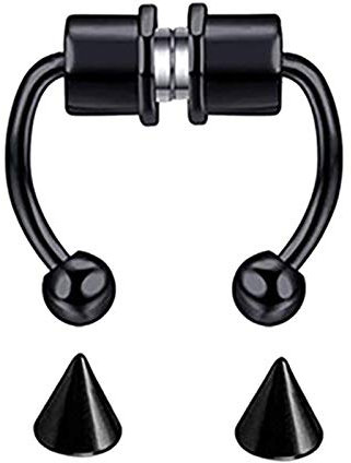 luoluoluo Frauen Edelstahl Magnet Fake Septum Nasenringe Creolen Hufeisenringe Gefälschte Nasenring Nicht Piercing Nasenclip On Nasenreifenringe