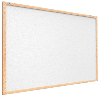 ALLboards Tableau en Liège Blanc avec Cadre en Bois 90x60cm, Tableau d'Affichage Liège, Tableau pour Épingles