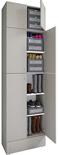 VCM XXL Holz Schuhschrank Kleiderschrank Schuhe Dielenschrank Lona 5f A Schublade Grau