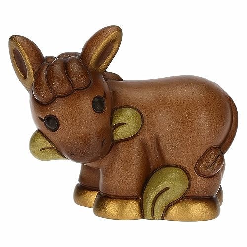 THUN - Mulo in Ceramica Decorata a Mano, Linea Presepe Classico, Decorazioni Natale Casa, 6.8x4x5.7 cm h