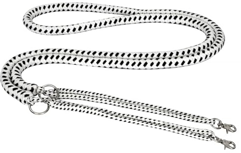 Start Soft Aide à la longe en coton - Aide à l'entraînement réglable avec mousqueton pour chevaux - Longueur auxiliaire souple pour favoriser le mouvement vers le bas - Blanc/noir (Full (demi-sang)