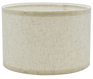 Eylkeup Pantalla de tela para lámpara de mesa, pantalla de tambor medio, de pared, de noche y de pie, lino natural, tapa dura, hecha a mano, 12X12X8 (beige)