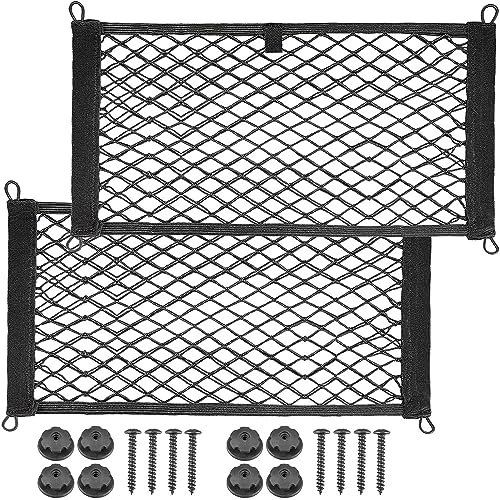 BetterJonny 2pcs Car Mesh Cargo Net, 25X55cm Cargo Nylon Net Double Layer Elastic Campervan Storage Net for Car Caravan Motorhome Boat