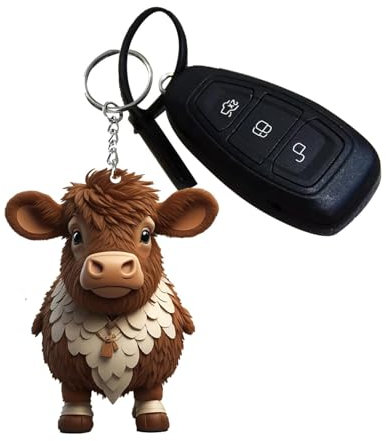 Neamou Pendentif de Voiture de Vache des Highlands | Pendentif décoratif Acrylique 2D de Dessin animé de béta - Décorations de Porte-clés colorées pour Sac d'école, Ornement Mignon pour téléphone