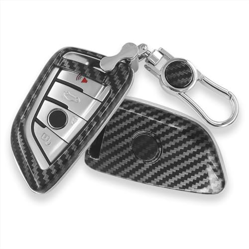 MAIMOCCY Schlüsselhülle aus Karbonfaser, kompatibel mit BMW 1, 2, 3, 5, 7, 8, M5, M6, Serie X1, X2, X3, X5, X6, X7, GT3, GT5, GT6, Zubehör, Schlüsselanhänger, Tasche, Ringschutz