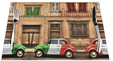 Schönes, gewebtes Tischset mit Italien-Druck, hitzebeständig, leicht zu reinigen, perfekte Tischdekoration