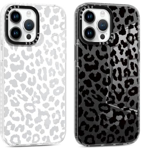 Yoedge 2 Stück Handyhülle für iPhone 14 Pro Hülle 6,1, Leopard Muster Design Frauen Mädchen Aesthetic Handyhülle, Transparent Dünn Weich Silikon TPU Stoßfest Kratzfest Schutzhülle für iPhone 14 Pro