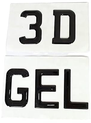14 x 3D Gel Letters for Number Plates Car Registration Plate Digits, Self Stick On 3D Number Plate Letters For Car License Plates, Lisense Plate 3D Letters