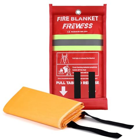 FIREWESS Coperta antincendio di emergenza, 100 * 100 cm protezione ignifuga, coperta ignifuga per casa, campeggio, auto, ufficio, grill, sicurezza di sopravvivenza in magazzino (silicone, 1 pezzi)