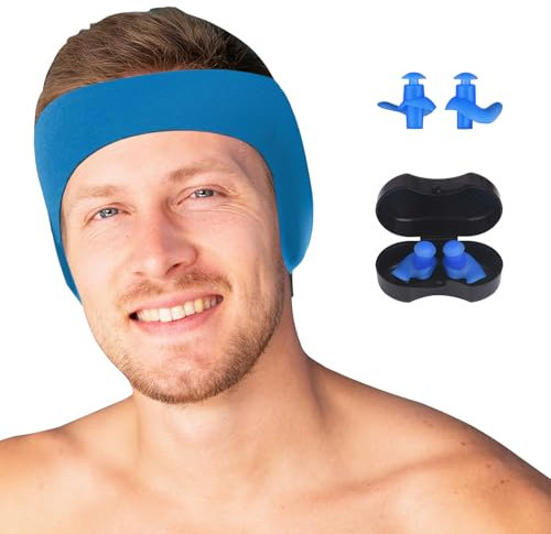 Ideal Swan Swimming Headband, Reusable Ear Plugs for Swimming, Neoprene Swim Earplugs for Kids Adult, Ear Band Protection Cover for Swimmer, Earplugs for Water Sports Keep Water Out