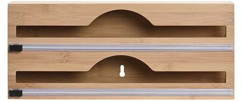 Space Home - Dispenser Pellicola e Carta Stagnola con Taglierina - Portarotolo Cucina da Muro -Distributore Film Alimentare - Porta Pellicola e Alluminio, Dispenser per Pellicola e Alluminio
