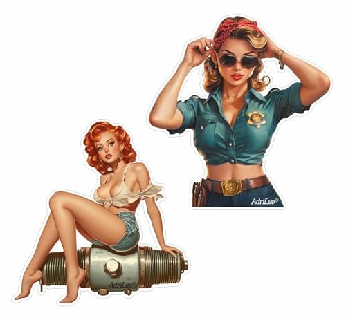 AdriLeo - Aufkleber – Pin Up Girl Garage/Police - Deko Autoaufkleber Sticker Laptop