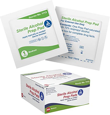 Dynarex 1113 Latex Free Sterile Alcohol Prep Pad (Pack of 200) White