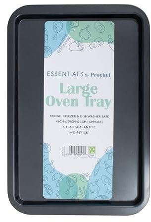 Prochef Essentials Large Oven Tray, Non Stick, Easy Clean, 43cm x 29cm x 2cm, Brown