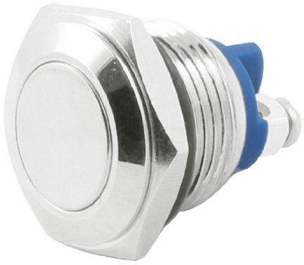 sourcingmap 16 mm encastré momentané bouton poussoir SPST inoxydable rond Interrupteur