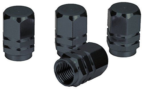 HCL Handycop® 4 x Alu Ventilkappen Schwarz - eloxiert metallic sechskant