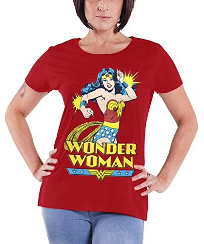 Wonder Woman dames T-shirt rood - Superhelden merchandise strips